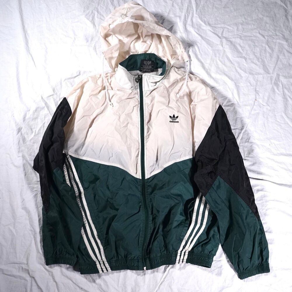 Vintage Adidas Jacket Colorblock Green Black Nylon Mens Large 90s G-Dragon K Pop